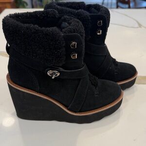 Coach Black Kenna Shearling Winter Boots size 5.5